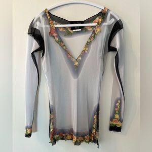 Jean-Paul GAULTIER MAILLE FEMME Floral Print Mesh Shirt